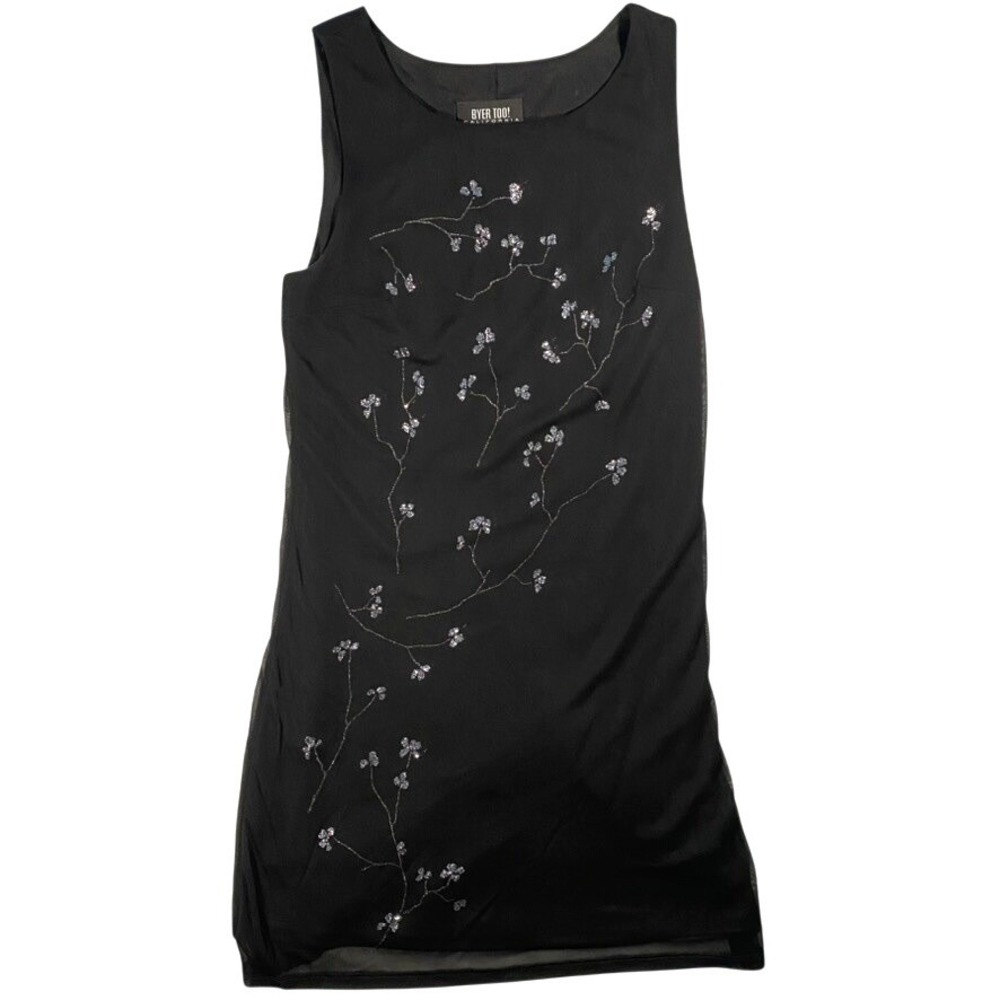 VTG Byer Too! California Black Shift Dress Silver Glitter M 90s Fairy‎ Grunge